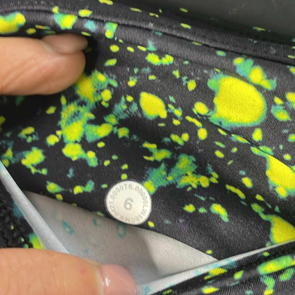 lululemon athletica Black Leggings with Neon Green Speckle Print - Picture 7 of 7